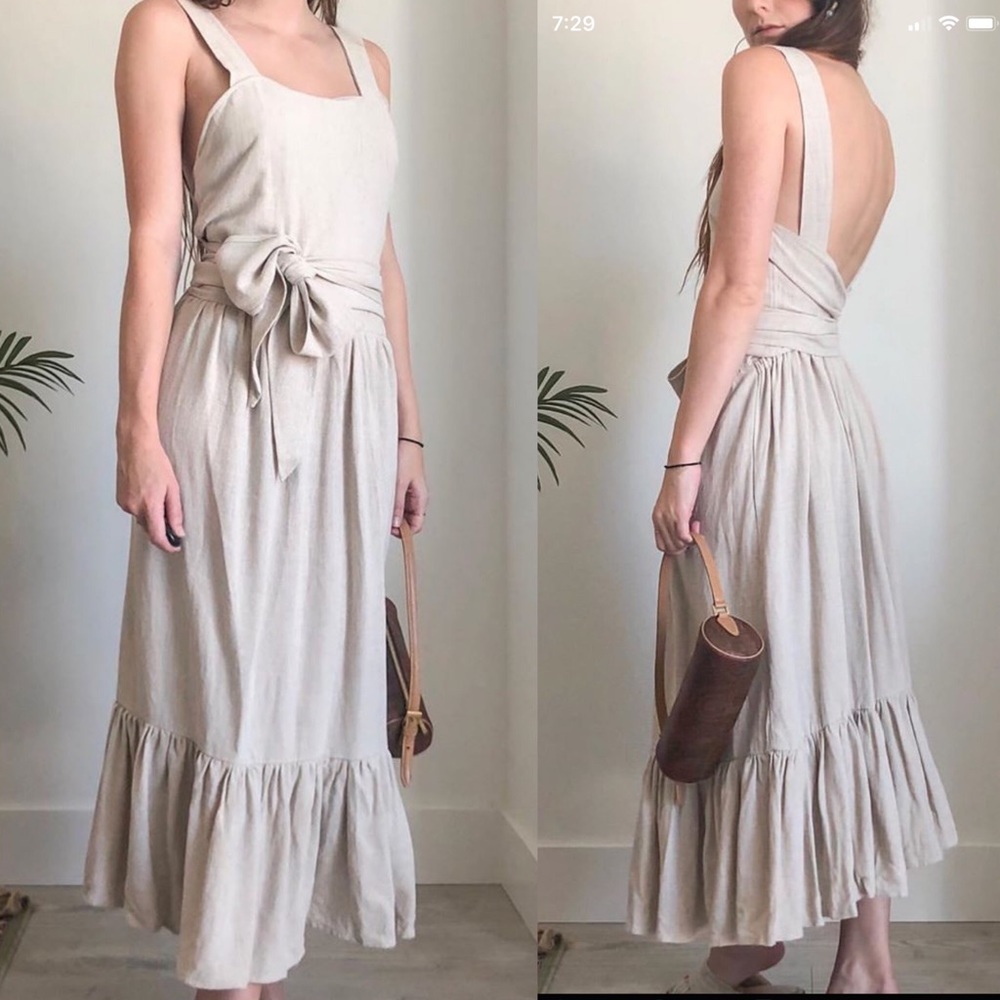 Natalie Siebula midi tie-back dress